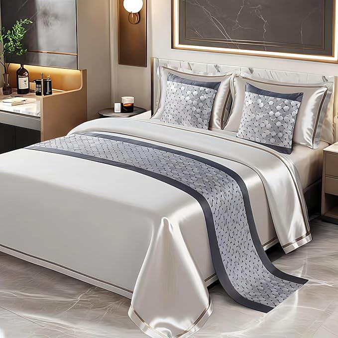 Bed Runner for Guest Room，Luxury Bed Runner，Wedding Bed Runner，Embroidered Bed Runner，Breathable Washable，Hotel Decor，Bed Decorations ，for Home Hotel Decorations(D,50 * 160cm)