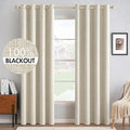 MIULEE 100% Blackout Polyester Textured Curtains for Bedroom Solid Thermal Insulated Cream Grommet Room Darkening Curtains & Drapes Luxury Decor for Living Room Nursery 52 x 90 Inch (2 Panels)