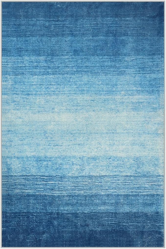 Wonnitar Modern Ombre Area Rug 4x6, Washable Blue Rugs for Living Room, Non-Slip Dining Room Throw Mat, Contemporary Indoor Accent Floor Carpet for Laundry Kitchen Entrance Mudroom (Blue, 4'x6')