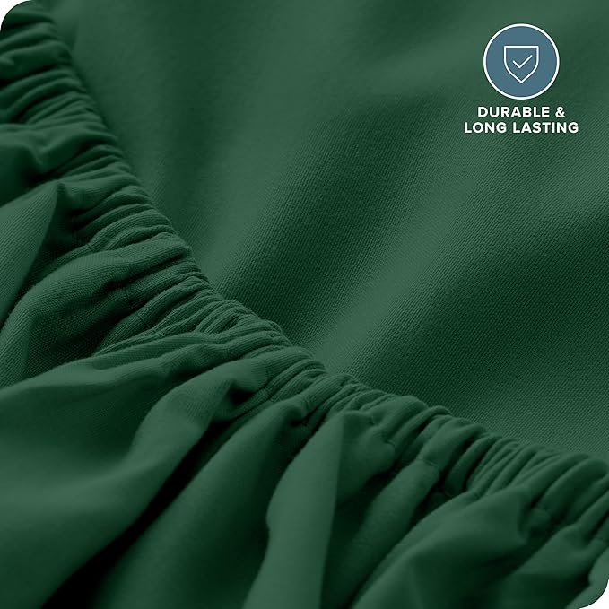Bare Home Fitted Bottom Sheet King Size - Premium 1800 Microfiber - Ultra-Soft Hotel Luxury - Deep Pocket - Durable and Long Lasting (King, Forest Green)