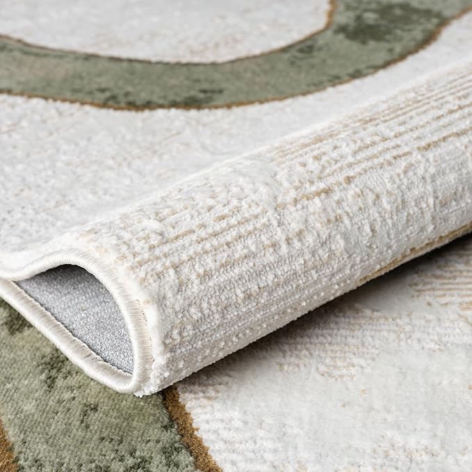 Abani Beige Cream Green Graffiti Washable Area Rug – 5' x 8' – Abstract Artistic Design – Ivy Collection – Non-Shedding, Easy to Clean – Durable for High Traffic Areas – Living Room & Bedroom