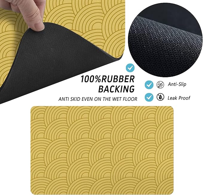 Dog Food Mat for Floors, Absorbent and Quick-Drying Pet Cat Food Mat,Anti-Fouling and Easy-to-Clean Pet Feeding Mat,Dog Bowl Mats for Messy Drinking Water Bowls.17 x32inch Boho Style