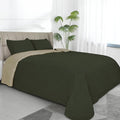 Easy-Going Twin Size Reversible Quilt Set with 1 Quilt and 1 Pillow Sham, Soft Bed Quilt Cover, Water Resistant Lightweight Microfiber Bedspread, Stain Resistant, Damask-Army Green/Beige