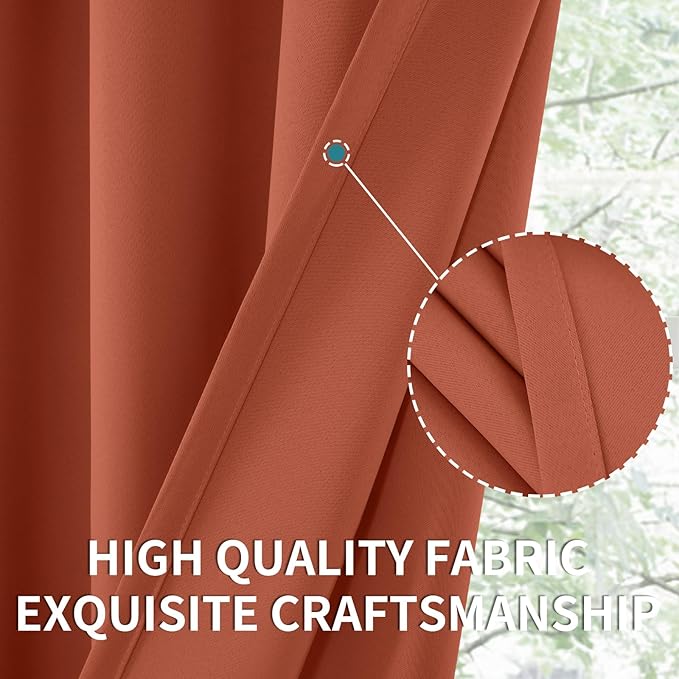 BGment Terracotta Blackout Curtains for Bedroom 54 Inch Length - Short Thermal Insulated Drapes with Rod Pocket Privacy Fall Decor for Living Room Window, 42 x 54 Inch, 2 Panels