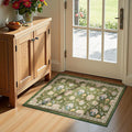 jinchan Elora 2x3 Floral Rug for Entryway Washable Rug Vintage Romance Design Christmas Small Mat Non Slip Indoor Doormat Lightweight Low-Profile Throw Carpet for Entrance Bathroom Laundry, Green