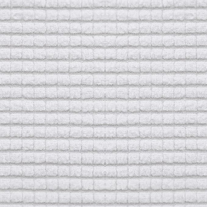 Easy-Going Stretch Futon Slipcover Armless Futon Bed Cover Furniture Protector Without Armrests with Elastic Bottom for Kids, Soft Jacquard Fabric Small Checks (Medium, Snow White)