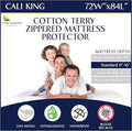 Zippered Waterproof Mattress Encasements - Hypoallergenic Mattress Protector Cover with Soft Cotton Terry Fabric Top - California King Size 72' x 84"