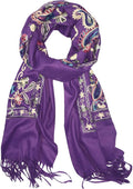 Urban CoCo Women's Embroidered Tassel Long Shawl Oversize Scarf Wraps for Women