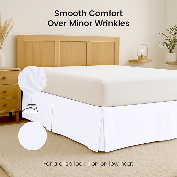 Utopia Bedding Twin Bed Skirt - 20 Pack - Soft Quadruple Pleated Ruffle - Easy Fit with 15 Inch Tailored Drop - Hotel & B&B Quality, Shrinkage and Fade Resistant (Twin, White)