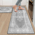 Ileading Anti Fatigue Kitchen Rugs Sets of 2 Cushioned Kitchen Mats for Floor Waterproof Kitchen Mat Set Non Slip Comfort Standing Mat for Kitchen, Office, Sink, Laundry