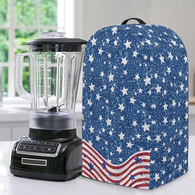 USA Flag Print Blender Dust Cover Stand Mixer or Coffee Maker Appliance Covers with Drawstring Anti Fingerprint Polyester Dust Proof Stain Resistant Blender Cover for Kitchen