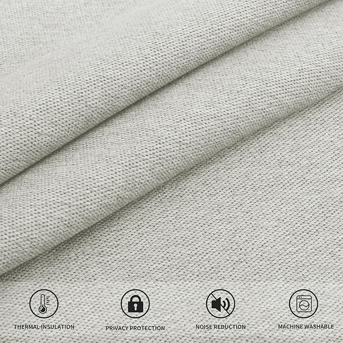 Easy-Going Linen Look Blackout Curtain 108 Inch Length Grommet Window Curtain Drapes for Bedroom, Living Room Thermal Insulated Room Darkening (Set of 2 Panels, Light Gray)