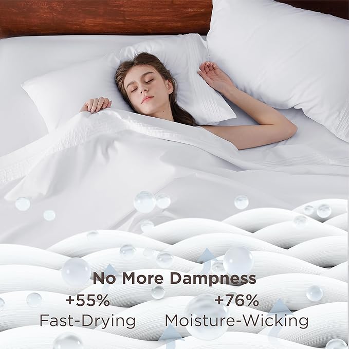Bedsure Deep Pocket Twin Sheets Set - Fits Mattresses Up to 21 Inches Thick -3 Piece GentleSoft Bed Sheets, Moisture Wicking, Soft & Cooling Bedsheet & Pillowcases, Easy & Secure Fit, White