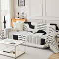 Boho Chenille Couch Cover with Tassels, Bohemian Sofa Cover for 3 Cushion Couch, L-Shaped Sectional, Loveseat, 2/3/4 Seater (71" x 134", Black)