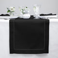 Solino Home Linen Black Table Runner 48 Inches - Classic Hemstitch, 100% Pure Linen Coffee Table Runner 14 x 48 Inch Ideal for Dresser Tables - Winter, Holiday, Christmas