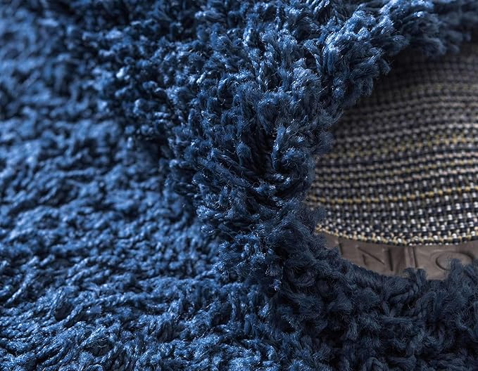 Unique Loom Solid Shag Collection Area Rug (4' 1" x 6' 1" Rectangle, Sapphire Blue/ Navy Blue)