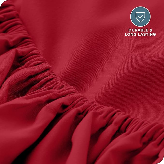 Bare Home Fitted Bottom Sheet Twin XL Size - Premium 1800 Microfiber - Ultra-Soft Hotel Luxury - Deep Pocket - Durable and Long Lasting (Twin XL, Red)