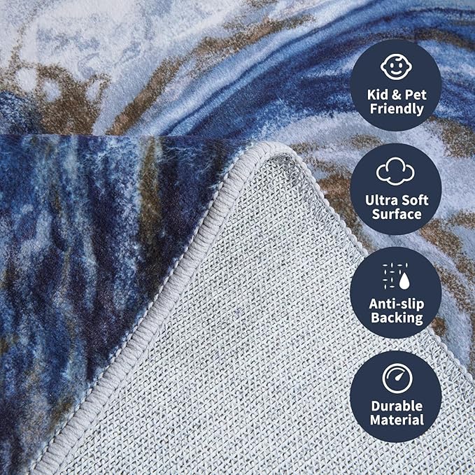 9x12 Area Rugs for Living Room, Modern Abstract Rug for Bedroom, Contemporary Machine Washable Rug, Large Stain Resistant Carpet for Dining Room Playroom Nursery Room, Pet & Kids Friendly