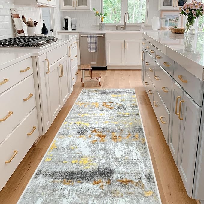 Runner Rug Washable 3x8 FT, Non Slip Rubber Backing Abstract Carpet, Soft Area Rugs for Bedroom Kitchen Hallway Entryway Bathroom, Customized