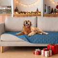 gogobunny 3X Stronger Waterproof Pet Blanket, Scratch Proof Furniture Protector for Dogs Cats, Reversible Cover 30x70 Inch, Dark Blue