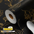 Shelf Liners for Kitchen Cabinets 12in x 30FT Non Adhesive Drawer Liner Black Floral Thickened Shelf Liner Paper Strong Non-Slip Easy to Clean for Tool Box Refrigerator with Knife and Tape Measure