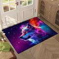 Galaxy Wolf Rug 3D Fierce Wolves Area Rugs for Bedroom Living Room Playroom Gameroom Boys Kids Colorful Glitter Throw Rugs Floor Mat Carpet 63 in x 31 in