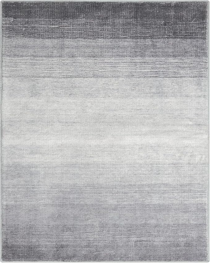 Wonnitar Modern Ombre Washable 8x10 Rug, Non-Slip Soft Grey Area Rugs for Living Room, Non-Shedding Large Bedroom Rug, Gradient Ultra-Thin Stain Resistant Floor Carpet for Dining Table (Grey, 8'x10')
