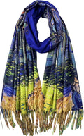 VENVSBEE Reversible Scarf Soft Large Shawl Wrap Blanket Double Sided Art Print Warm Pashmina Stoles Klimt Van Gogh Gifts