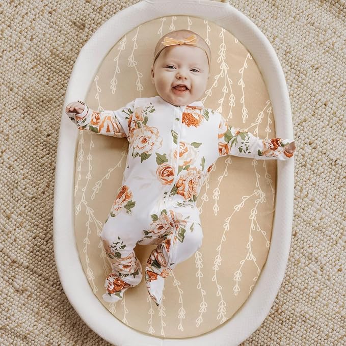 GRSSDER Ultra Soft Bassinet Sheets 2 Pack, Stretchy Breathable Knit Bassinet Mattress Sheets for Baby, Universal Fitted Baby Cradle Moses Basket Oval Rectangle Mattresses Safe and Snug, Stylish Print