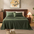 100% Linen Sheets California King Size,Breathable & Durable 4-Piece Bed Flax Sheet Set,Soft All-Season Bedding for Hot Sleepers 16" Deep Pocket Oeko-TEX Certified,（Cal King, Forest Green）