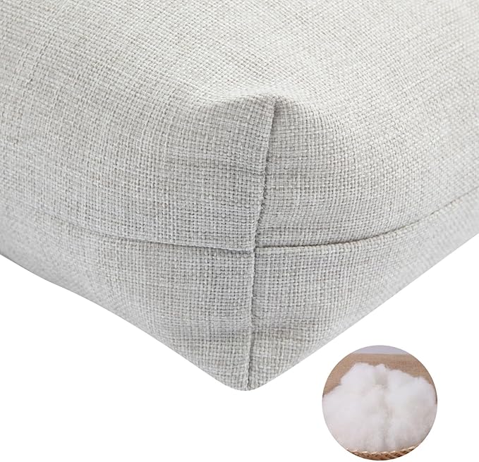 FUNHOME Outdoor Bench Cushion 45 x18 inch with Non-Slip Grips,Water Resistant Porch Swing Cushion,Bench Pillow Pads,Tufted Cushions for Patio Garden Furniture,45" Seat Cushions(White Gray)
