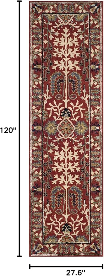 SAFAVIEH Antiquity Collection Runner Rug - 2'3" x 10', Red & Multi, Handmade Traditional Oriental Wool, Ideal for High Traffic Areas in Living Room, Bedroom (AT64A)