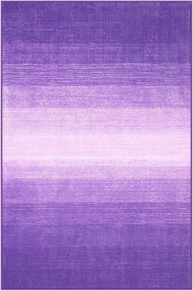 Wonnitar Purple Washable 4x6 Rug, Modern Rugs for Girls Bedroom, Soft Non-Slip Nursery Area Rug, Low Pile Throw Carpet for Living Room Laundry Dining Entrance Dorm Decor (Purple, 4'x6')
