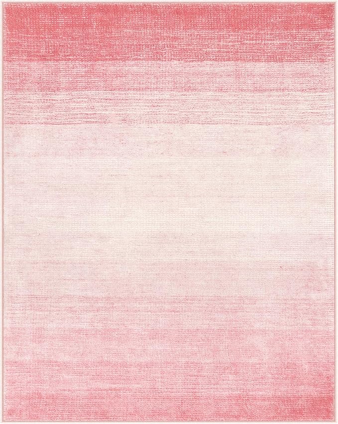 Wonnitar Modern Ombre Pink 8x10 Rugs for Bedroom, Washable Soft Living Room Area Rug, Non-Slip Thin Cute Nursery Large Accent Mat, Contemporary Floor Carpet for Playroom Closet (Pink, 8'x10')