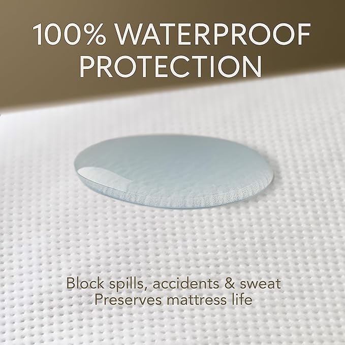 Queen Size Premium Mattress Protector | 100% Waterproof Tencel Cover | Cooling & Breathable Deep Pocket Mattress Pad Queen | Noiseless, Hypoallergenic, Soft, Washable Fitted Bed Protector