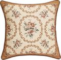 patdrea Designer Vintage Floral Throw Pillow Covers for Couch,Brown Yellow Linen Pillowcases with Bird and Rose Pattern, Decorative Square Cushion for Bed Living Room Outdoor Cafe Car,18"x18"