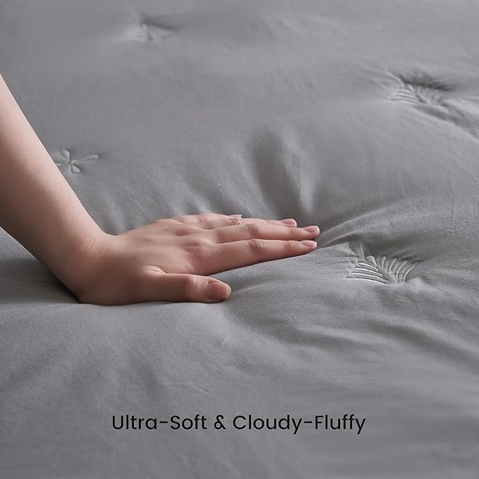Simple&Opulence Cooling Quilted Mattress Pad – Fitted Sheet Mattress Protector Cover with Elastic Corners, Soft & Breathable, 16 Inch Deep Pocket (Dark Grey,Queen)