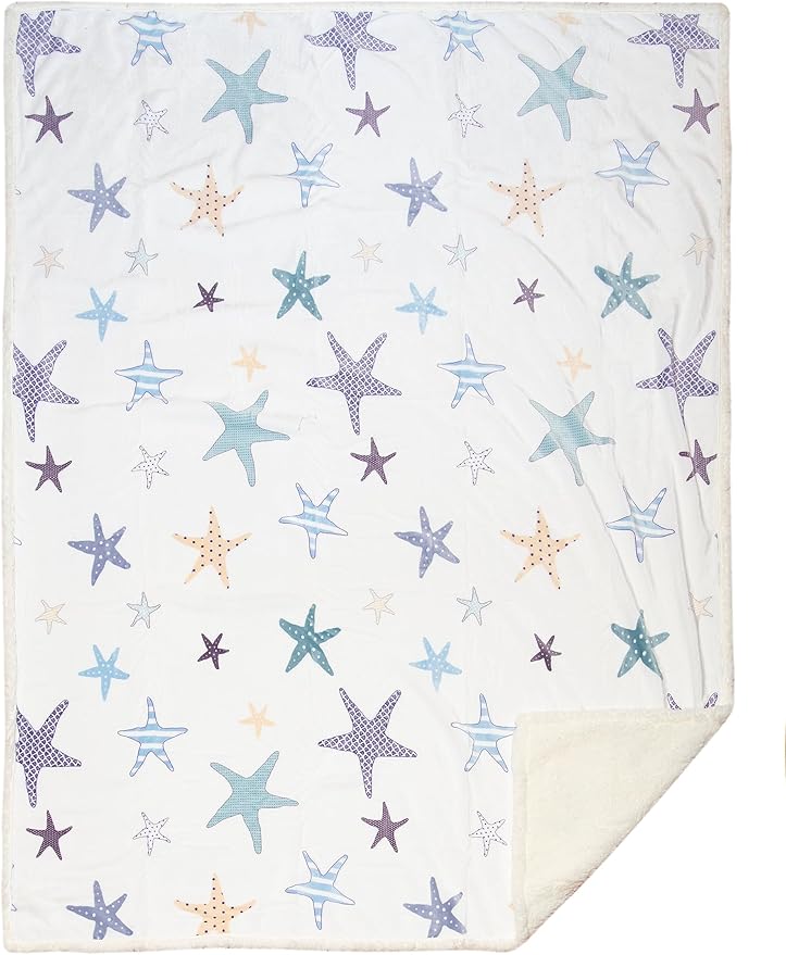 CARSTENS, INC. Ultra Premium Super Soft Plush Sherpa Fleece Oversized Throw Blanket 54" x 68", Starfish Coastal