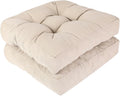 RACE LEAF 19" x 19" Patio Chair Cushions Khaki - Outdoor/Indoor Tufted Memory Foam Chair Pads Set of 2, Water-Resistant Olefin Chair Seat Cushion Non-Slip Backing