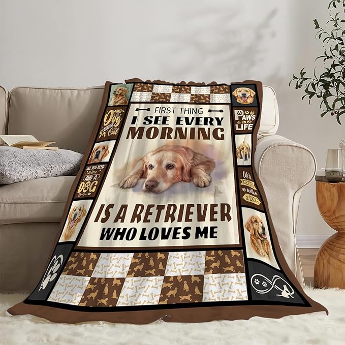 Golden Retriever Dog Print Blanket Best Dog Pet Animal Throw Blankets for Couch Sofa Stuff Decor Gifts Lightweight Soft Cozy Fleece Plush Warm Flannel Bedding for Lover Man Woman Teen Adults 40"x50"