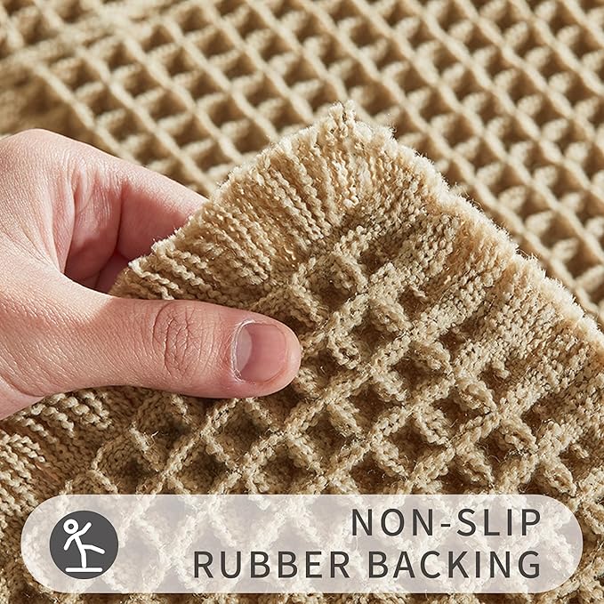 Bath Decor Bath Rugs,Upgraded Waffle Bath Mat,Super Absorbent Non Slip Bath Carpet,Machine Washable Bathroom Rugs for Bathroom, Quick Dry Shower Mats, Ultra Soft,Brown,24" x 36"