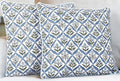 SheetKart Cotton Throw Pillow Covers - Set of 2 - Hand Block Cotton Printed Boho Decorative Pillow Covers - Cushion Covers for Living Room, Bohemian Theme, 16x16 Inches, Floral Blue