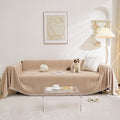 MEETSKY Couch Covers for 3 Cushion Couch Sofa, Oversized Sofa Slipcover for Sectional L Shape, Khaki Jacquard Sofa Slipcover with Tassel, 71"x 150"