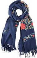 Urban CoCo Women's Embroidered Tassel Long Shawl Oversize Scarf Wraps for Women