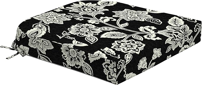 Arden Foam Outdoor Round Back Seat Cushion, 20 x 19, Made with ProFoam, Rain-Proof, Fade Resistant, Ashland Black Jacobean