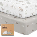 KeaBabies 2-Pack Baby Crib Sheets for Boys, Girls - 52x28 Viscose Derived from Bamboo Toddler Bed Sheets Neutral, Fitted Crib Mattress Cover for Standard Baby Bedding, Soft & Cozy (Savannah)