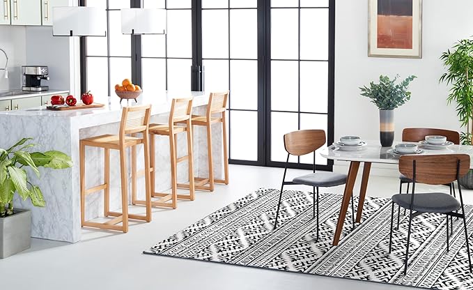 SAFAVIEH Area Rug 9x12 - Tulum Collection - Large - Ivory & Black, Moroccan Boho Tribal Design, Non-Shedding & Easy to Clean, Ideal for Living Room, Bedroom, Dining Space (TUL272B)