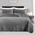 IR Imperial Rooms California King Quilt Bedding Set Size (118"x106") + 2 Pillow Shams (20" x 36"+ 2") - 3 Pcs All Season Reversible Microfiber Coverlet Embossed Quilt Bedspread (Grey)