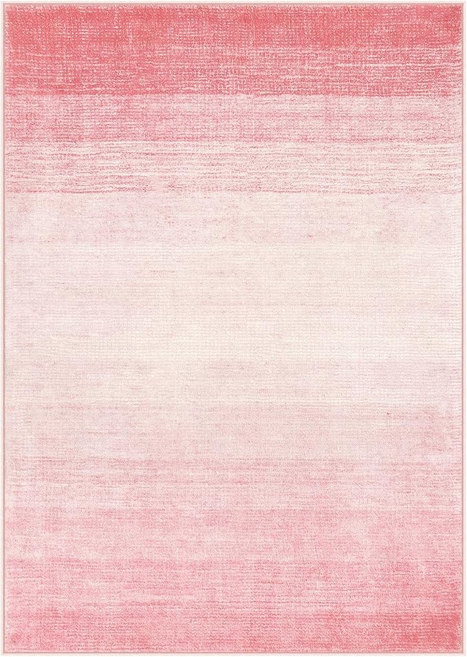 Wonnitar Washable Light Pink Rug, 5x7 Modern Ombre Rugs for Living Room, Non-Slip Abstract Area Rug for Bedroom Girls, Non-Shedding Soft Large Throw Carpet for Bathroom (Pink, 5'x7')