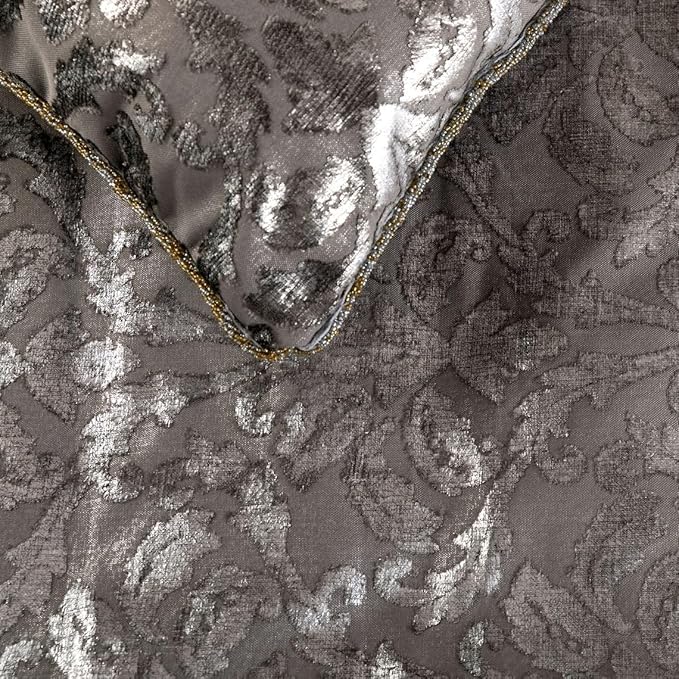 The HomeCentric Silver Bed Runner Without Pillow Cover, Queen Size 74"x18" Decorative Bed Runner, Silver & Grey Velvet Bed Scarf in Foil Velvet Bead Border - Silver Glitterati
